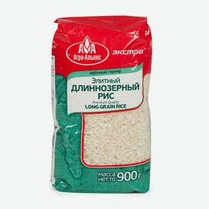 Рис Агро-Альянс Экстра Элитный длиннозерный 900 г