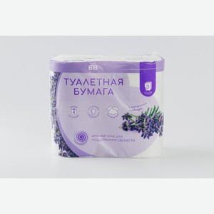 Бумага туалетная, лаванда, 3 слоя, 4 рулона 425 г