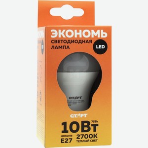 Лампа светодиодная Старт ЭКо груша Е27 тепый/холодный свет 10Вт