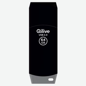 Флешка Qilive USB 2.0 с колпачком пластик черная, 64GB