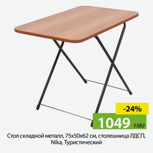 Стол складной металл, 75х50х62 см, столешница ЛДСП, Nika, Туристический