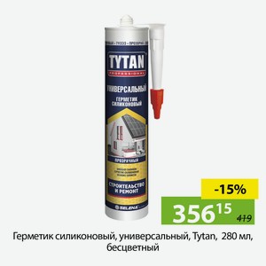 Герметик силиконовый, универсальный, Tytan, 280 мл, бесцветный