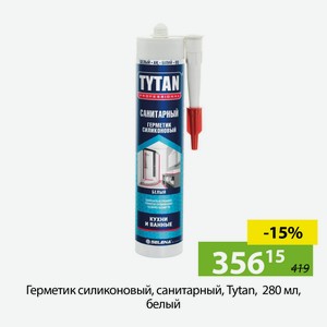 Герметик силиконовый, санитарный, Tytan, 280 мл, белый