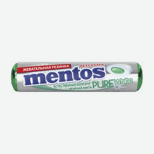 Жевательная резинка MENTOS Pure White  Нежная мята , 15,5 г, ш/к 14638