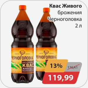 Квас Живого брожения Черноголовка 2л