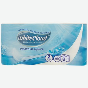 Бумага туалетная WHITECLOUD 2 слоя, 8 рулонов (Окей)