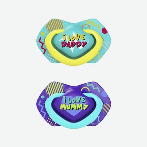 CANPOL BABIES Пустышка силиконовая Neon Love симметричная, 18+ месяцев, 2 шт.