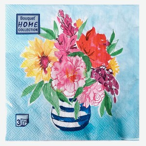 Салфетки бумажные Bouquet Акварельный натюрморт 33х33 см, 20 шт