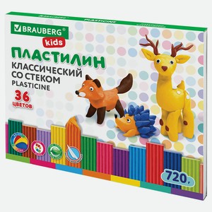 BRAUBERG Пластилин классический KIDS, 36 цв.