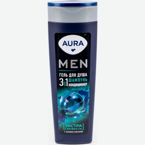 Гель для душа 3в1 AURA Men (гель для душа, шампунь и кондиционер 380 мл)