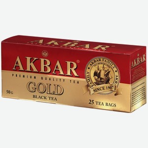Чай Akbar Gold черный пакетированный (2г x 25шт), 50г Россия