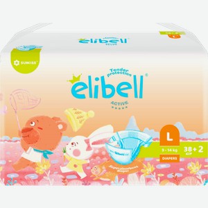 Подгузники для детей Elibell Active р.l 9-14кг 40шт