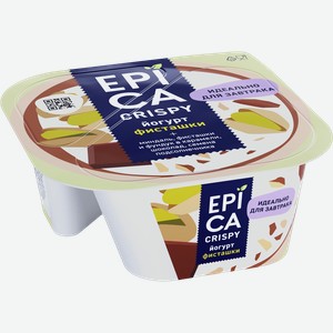 Йогурт EPICA Crispy Фисташки, семена подсолнечника, темный шоколад 10,5%, без змж, 140г