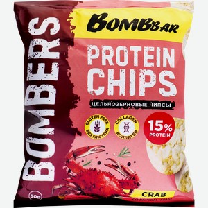 Чипсы цельнозерновые протеиновые BOMBBAR со вкусом краб, 50г