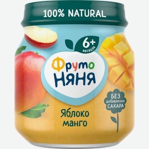 Пюре фруктовое ФРУТОНЯНЯ Яблоко и манго, с 6 месяцев, 100г