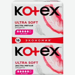 Прокладки KOTEX Ультра софт Супер, Россия, 16 шт
