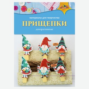 Прищепки для творчества «АппликА» Новый год декоративные из 6 шт, 1 шт в ассортименте