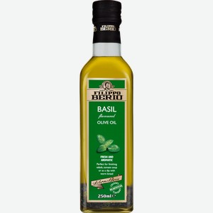 Масло оливковое FILIPPO BERIO Basil, нерафинированное со вкусом базилика, 250мл