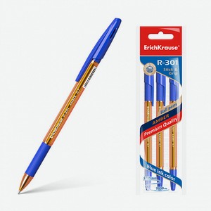 Ручка шариковая ErichKrause R-301 Amber Stick and Grip 3 шт. арт. 42748