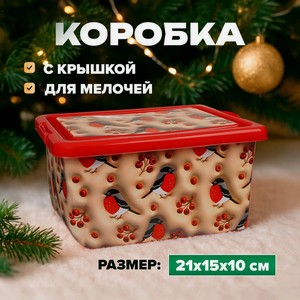 Коробка с крышкой, Home Time, 21х15х10 см, в ассортименте