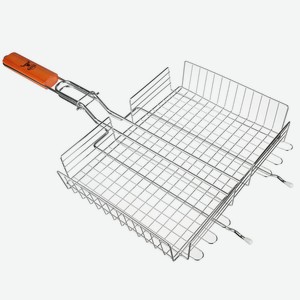 Решётка гриль хром со съёмной ручкой GRILLBOOM 57x30x25 глубина 5см, хромированная сталь.Помещается