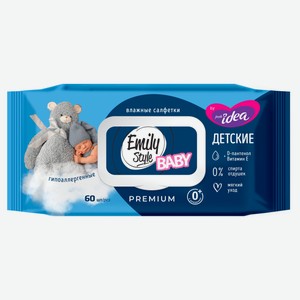 Салфетки влажные детские Emily Style baby с 0 мес., 60 шт