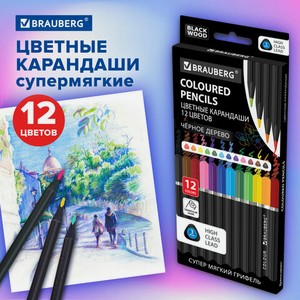 Карандаши 12цв чёрное дерево
