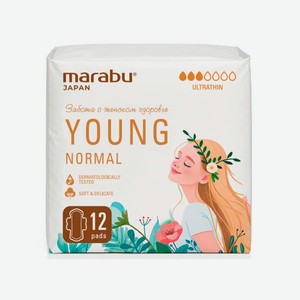 Прокладки гигиенические Marabu Botanica normal 3 капли, 12 шт
