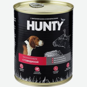 Корм д/собак HUNTY сочные кусочки в желе с говядиной ж/б (Ро