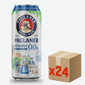 Пиво Paulaner Weissbier светлое безалкогольное, 0.5л x 24 шт