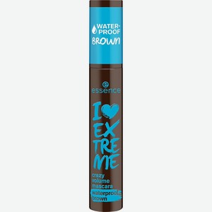 ESSENCE Тушь для ресниц водостойкая I LOVE EXTREME crazy volume mascara waterproof brown, 12 мл, 01 тон
