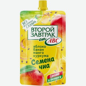 Десерт ABC второй завтрак фруктовый из яблок, бананов, манго с семенами чиа и куркумой 200г, 200 г