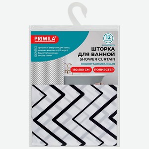 PRIMILA Шторка для ванной ПОЛИЭСТЕР кольца в комплекте, 180х180см