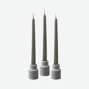 S&T Набор свечей конусных  Античная , серый, 25*2,2 см, 7 часов