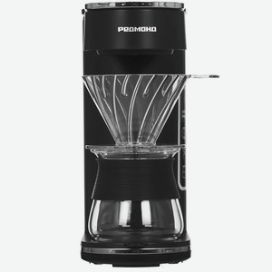 РЕДМОНД Кофеварка-пуровер CM718, для молотого кофе 800 Вт, 4 режима, кувшин 0.35 л, 30 фильтров в комплекте, сенсорный дисплей, автоподогрев и автоотключение, капля-стоп, черный
