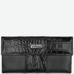 L UCCELLO Кошелек женский из натуральной кожи, Цвет: Черный; размер: 19x10x2