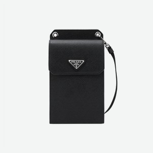 PRADA Чехол для телефона Saffiano Leather Mobile Phone Pouch, Черный