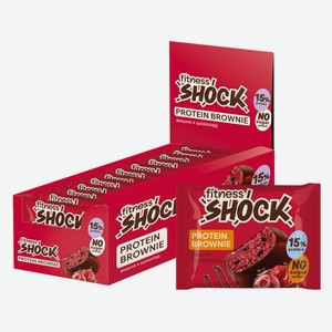 Пирожное протеиновое Fitness Shock Брауни со вкусом вишня-шоколад, 50г x 12 шт