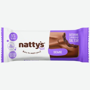 Батончик шоколадный Nattys&Go Брауни с арахисовой пастой и какао без сахара, 45г