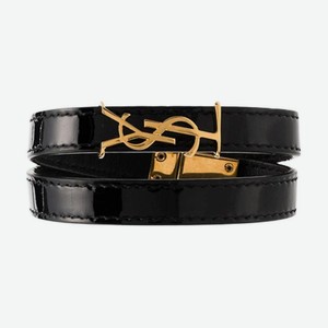 YVES SAINT LAURENT Браслет из лакированной кожи Cassandre, цвет: Черный, размер: F