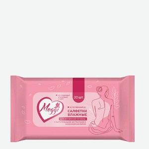 MEGGI Влажные салфетки для интимной гигиены с растительными экстрактами и молочной кислотой, 20 шт.