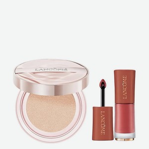 LANCOME Набор: Кушон Skin Idole 3 Serum Finecover Cushion + Помада L Absolu Rouge Intimatte Liquid, № N10 + № 305