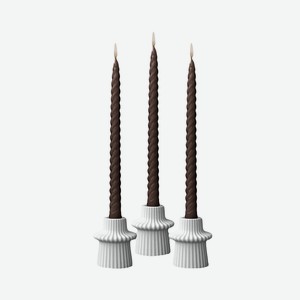 S&T Набор свечей конусных  Витая , шоколад, 25*2 см, 5 часов