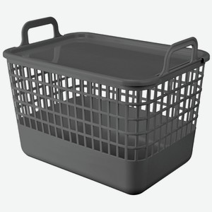 КОРЗИНА С КРЫШКОЙ  KOBO  320x224x255ММ, 15Л (Серый)