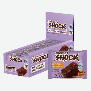 Пирожное протеиновое Fitness Shock Брауни со вкусом Горячий шоколад, 50г x 12 шт
