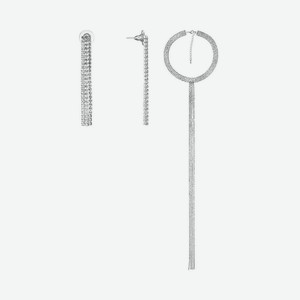 UVI JEWELLERY Гарнитур из колье и серег серебристого цвета с прозрачными кристаллами, Серебряный