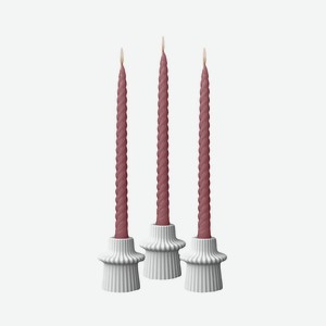 S&T Набор свечей конусных  Витая , пыльная роза, 25*2 см, 5 часов