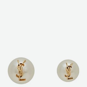 YVES SAINT LAURENT Серьги с жемчугом и логотипом YSL Saint Laurent Cassandre Pearl, Белый