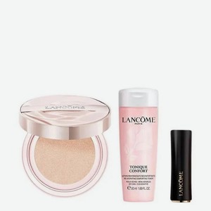 LANCOME Набор: Кушон Skin Idole 3 Serum Finecover + Тоник Tonique Confort + Помада L Absolu Rouge, № N10 + № 196 + 50 мл