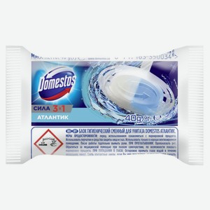 Сменный блок для унитаза 3 в 1 Domestos Атлантик 40 г